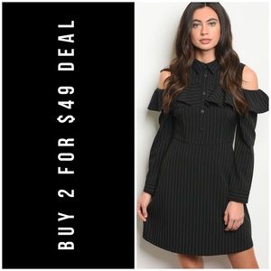 ❄️LAST1️⃣//TUXEDO PINSTRIPED RUFFLED DRESS